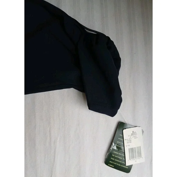 Lauren Ralph Lauren Top 14 / XL Womens Navy Silk Gold Button Crest Old Money New - Picture 5 of 13